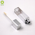 empty cosmetic packaging square clear lip gloss container with silver cap